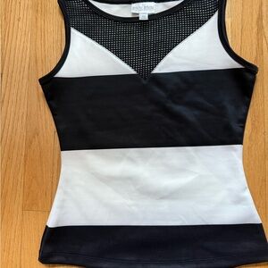 Bisou Bisou Black and White Graphic Fitted Tank Top